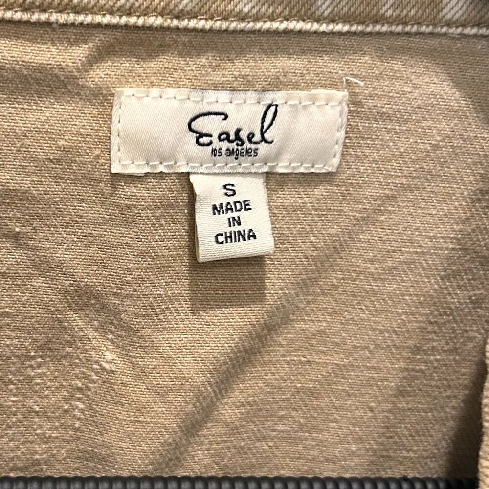 Easel Button Down Khaki Light Weight Distressed D… - image 7